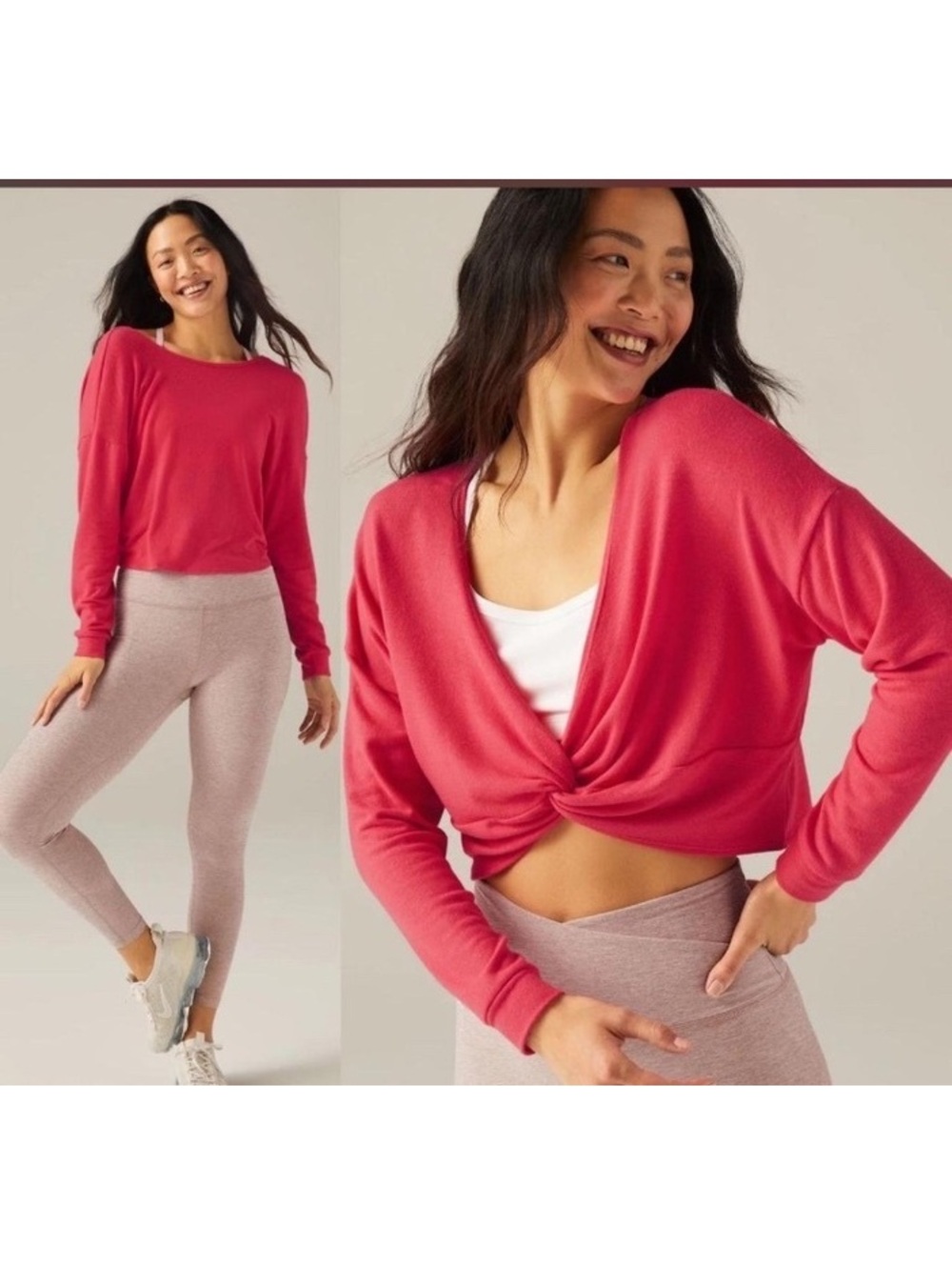 Beyond Yoga Do the Twist Long Sleeve Top in Paradise Coral Size Medium